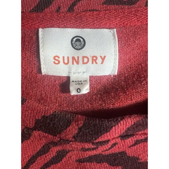 Sundry Womens Red Stonewash Animal Zebra Print Pullover Sweatshirt, Size 0 (XS) - Picture 8 of 8